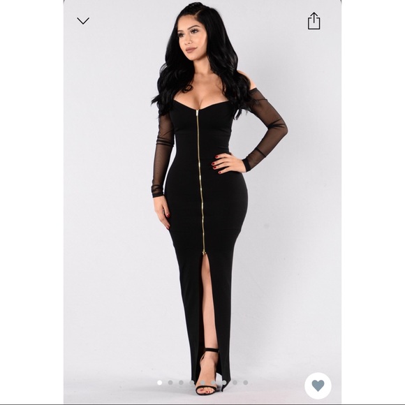 Front Zip Up Dress - Black - Picture 1 of 2